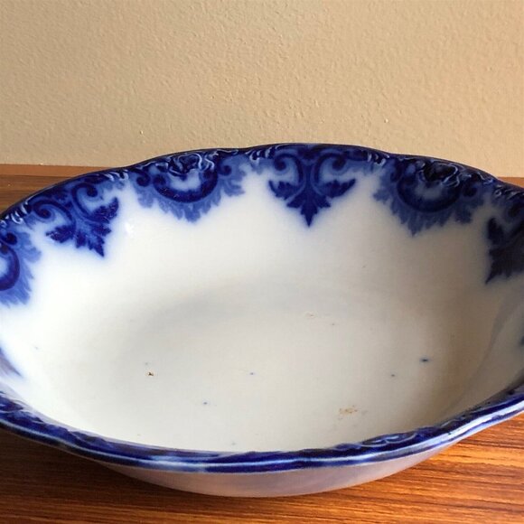 ANTIQUE BOWL GLADYS PATTERN NWP ENGLAND FLOW BLUE BOWL - Picture 4 of 9